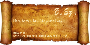 Boskovits Szabolcs névjegykártya